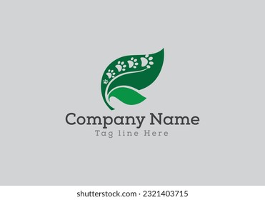 Paw leaf footprint logo Design Vector illustration