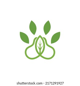 Paw leaf logo design template vector illustration