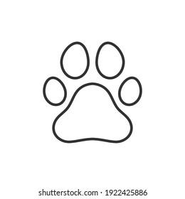 Paw line icon. Black print linear paw trace. Footprint of unknown animal. Vector isolated on a white.