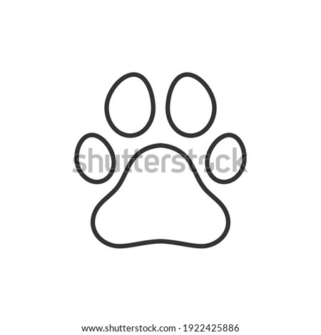 Paw line icon. Black print linear paw trace. Footprint of unknown animal. Vector isolated on a white.