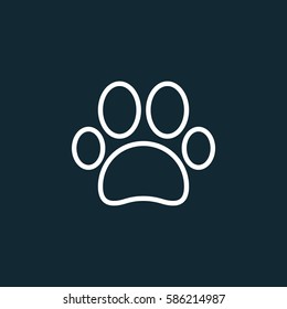 Paw line icon, outline vector sign, linear white pictogram. Pet supplies symbol, logo illustration