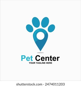 paw and location mark, vector icon, pet shop sign