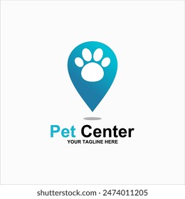 paw and location mark, vector icon, pet shop sign
