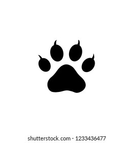 Paw logo or cat and dog animal pet vector paw footprint icon. 