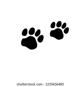 Paw logo or cat and dog animal pet vector paw footprint icon. 