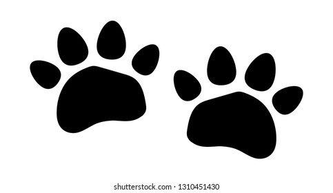Paw logo or cat and dog animal pet vector paw footprint icon. Vector illustration EPS10