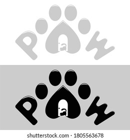 Paw Logo, cat in the door, nice for Pet Shop, Community, Hobby, etc.	
