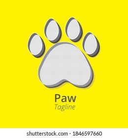 paw for logo or icon with retro 3d concept illustration