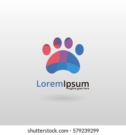 Paw logo. Multicolored logotype 