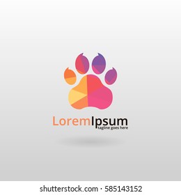 Paw logo. Polygonal paw logotype 