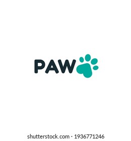 Paw logo with step print of cat, dog or bear. creative logo template