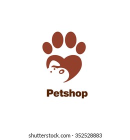 Paw logo template, animal day care and pet shop