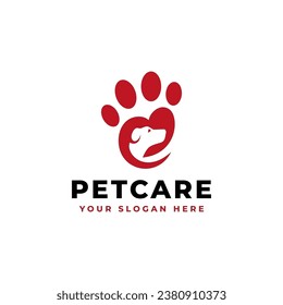 Paw Logo Vector With Dog Icon for Pet Care Logo Design