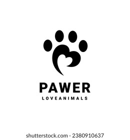 Paw Logo Vector With Heart abstract icon