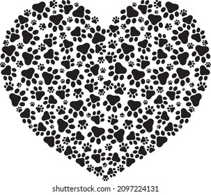 paw love shape vector design