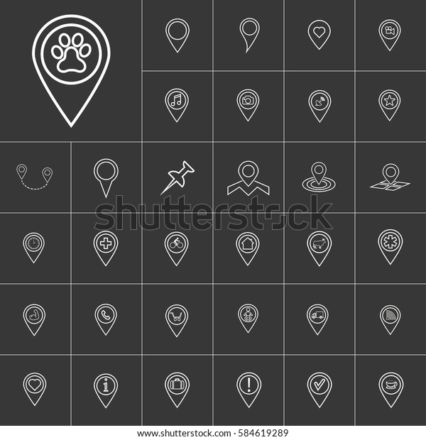 paw map
pin icon set  for web and mobile
application