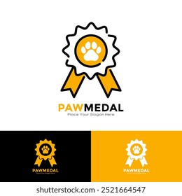 Diseño de Vector de logotipo de medalla de pata. Conveniente para la competencia animal, Vector en el fondo blanco aislado, símbolo del gráfico de la pata para el animal doméstico y veterinario