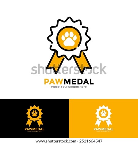 Paw medal logo vector design. Suitable for Animal competition, vector on isolated white background, paw graph symbol for pet and veterinary