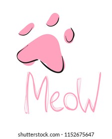 Paw, Meow vector illustration, Design Poster