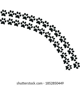 paw in modern style on white background. Colorful line design. Animal cartoon. Footprint sign.