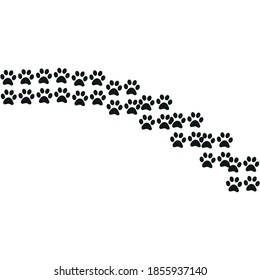paw in modern style on white background. Colorful line design. Animal cartoon. Footprint sign.