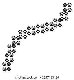 paw in modern style on white background. Colorful line design. Animal cartoon. Footprint sign.