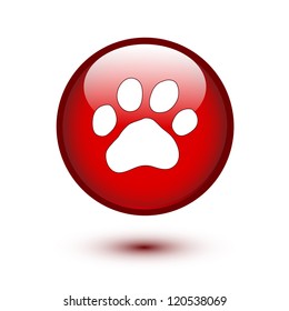 Paw on red glossy button