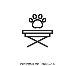 Paw on table flat icon. Single high quality outline symbol for web design or mobile app. Grooming thin line signs for design logo, visit card, etc. Outline pictogram EPS10