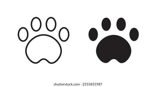 Paw outlined and solid icon vector collection.