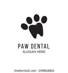 Paw Pet Animal Dental Logo Design Isolated Vector Template