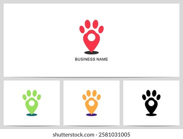 Paw Pet Location Pin Map Pointer Logo Design