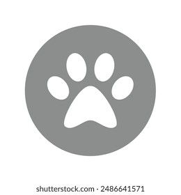 Paw pet print vector icon. Dog footprint in circle symbol.