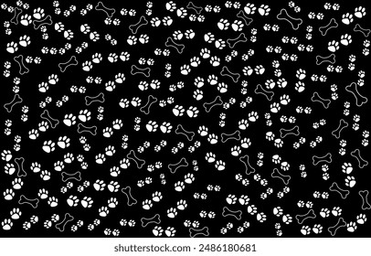 Paw pet seamless pattern, dog footprint texture, animal background, stamp repeat, foot track wallpaper.  Good for textile fabric design, wrapping paper, website wallpapers, textile, apparel. Vector