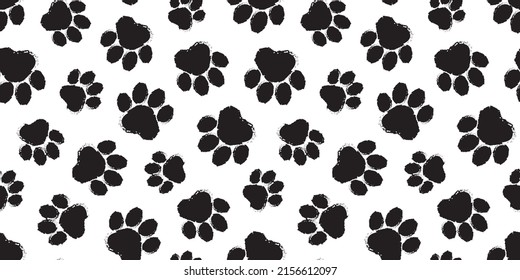 Paw pet vector seamless pattern, dog or cat footprint texture, animal background, grunge stamp repeat, foot track wallpaper. Cartoon illustration - Shutterstock ID 2156612097