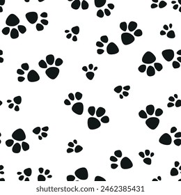 Patrón sin fisuras de Vector de mascota de la pata, textura de la huella del perro o del gato, fondo animal.