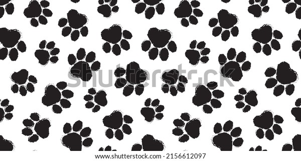 Paw pet vector seamless pattern, dog or cat\
footprint texture, animal background, grunge stamp repeat, foot\
track wallpaper. Cartoon\
illustration