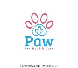 Paw pets cross health clinic logo symbol design template illustration inspiration