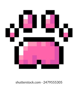 Paw pixel art isolated on a white background. Vector 8 bit illustration.