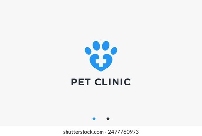 paw with plus logo design vector silhouette illustration