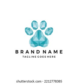 paw polygonal design logo for shirt, clothes, diamond, Print, icon vector illustration