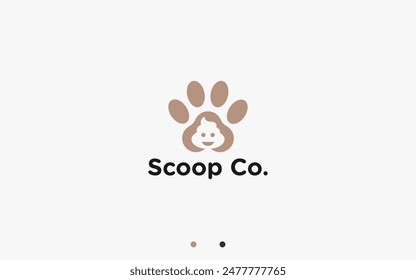paw with poop logo design vector silhouette illustration