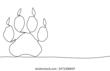 Paw of predator one line continuous. Paw line art. Hand drawn vector art.