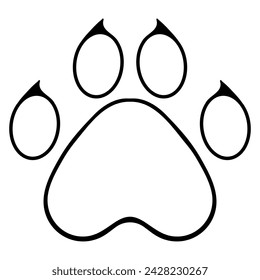 Paw print. Animal, cat, dog, fox, pads, claws, soft, track, pet, beloved, veterinary, care, walk, pattern, owner, limbs, treat, love, purr, bark, fur, tail, vet. Vector illustration