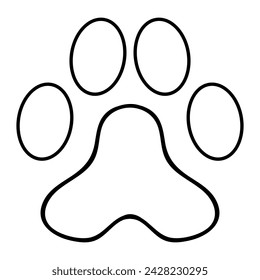 Paw print. Animal, cat, dog, fox, pads, claws, soft, track, pet, beloved, veterinary, care, walk, pattern, owner, limbs, treat, love, purr, bark, fur, tail, vet. Vector illustration