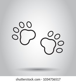 Paw print animal icon in line style. Vector illustration on isolated background. Business concept dog or cat pawprint pictogram.