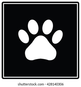 Paw Print black sign. Vector illustration