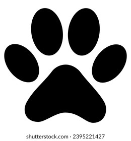 Paw Print. Black silhouette of a paw print, isolated.