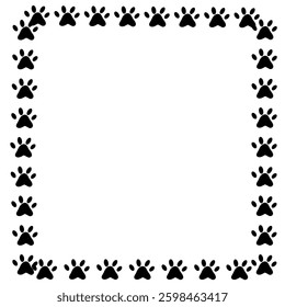  Paw Print Border Frame Vector Illustration