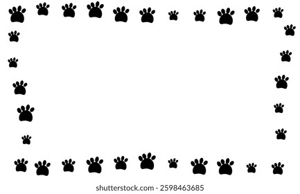  Paw Print Border Frame Vector Illustration