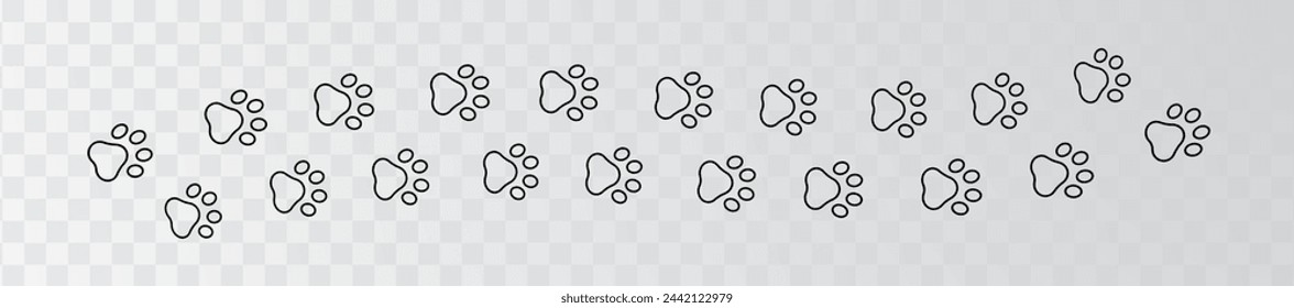 Paw print brush in line style isolated on transparent background